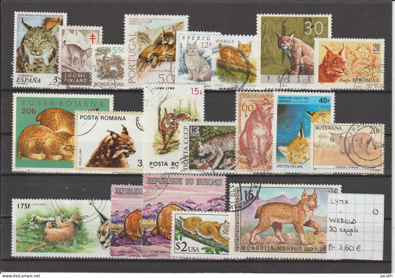 (TJ) Zoogdieren - Katachtigen - Lynx - Wereld 20 Zegels (gest./obl./used) - Altri & Non Classificati