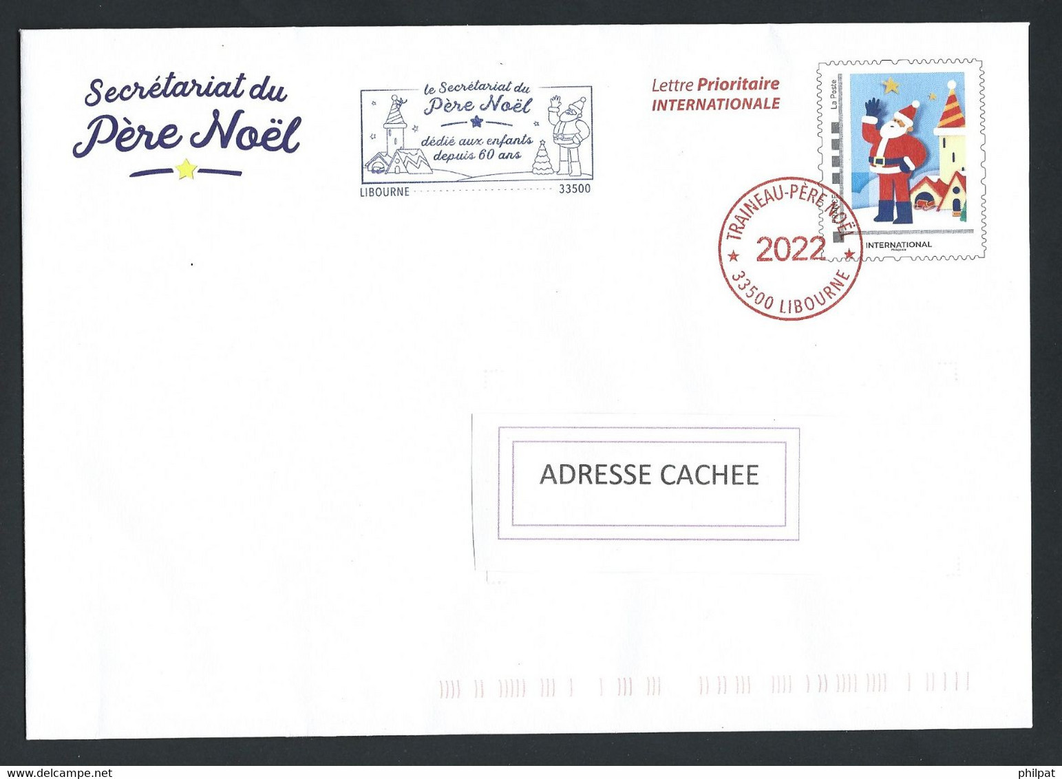 PAP PRET A POSTER HORS COMMERCE PERE NOEL 2022 LIBOURNE CHRISTMAS NAVIDAD - Prêts-à-poster:Stamped On Demand & Semi-official Overprinting (1995-...)