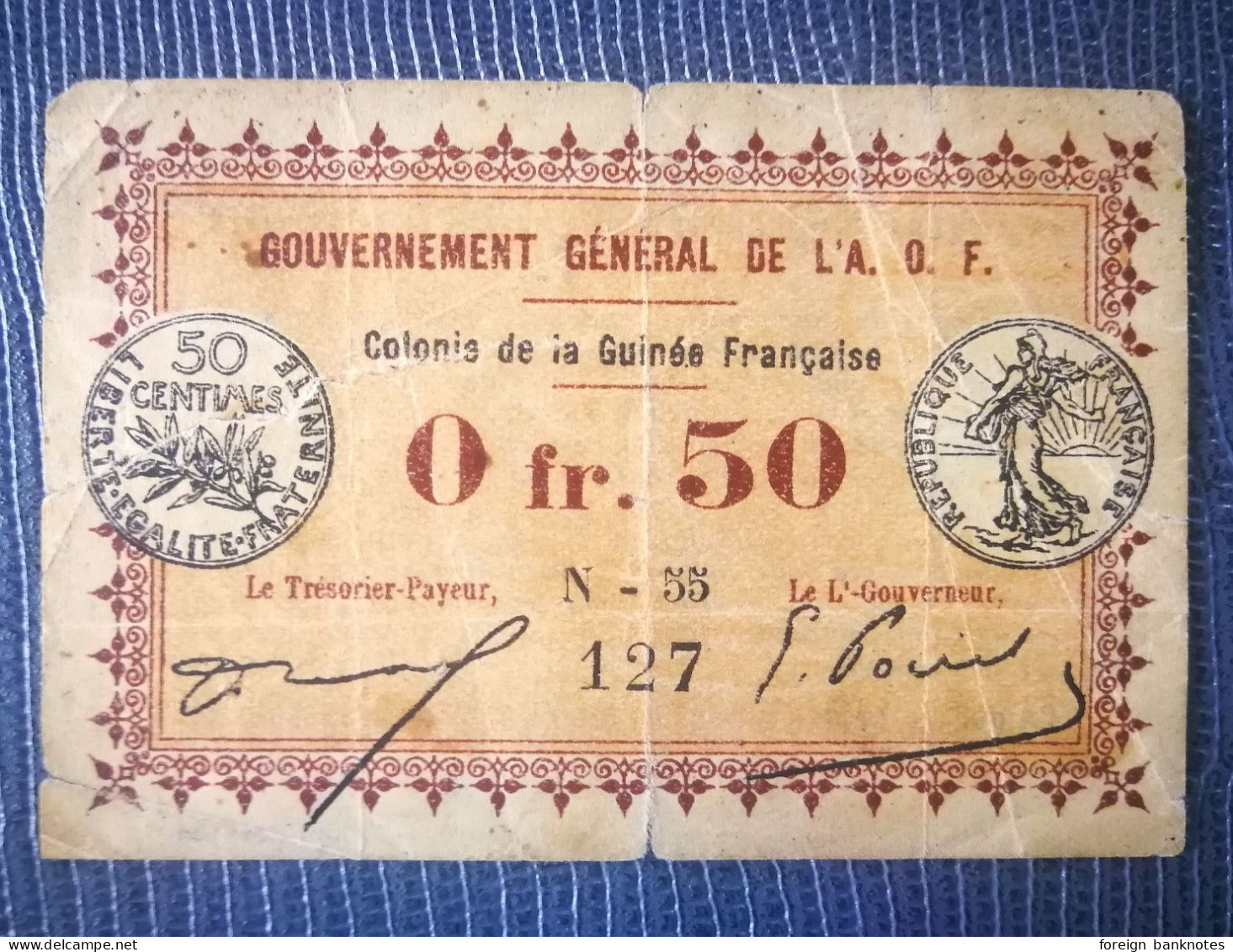 (french) Colony Of Guinea 0 Franc 50 From 1917  50 Centimes P-1c - Other - Africa