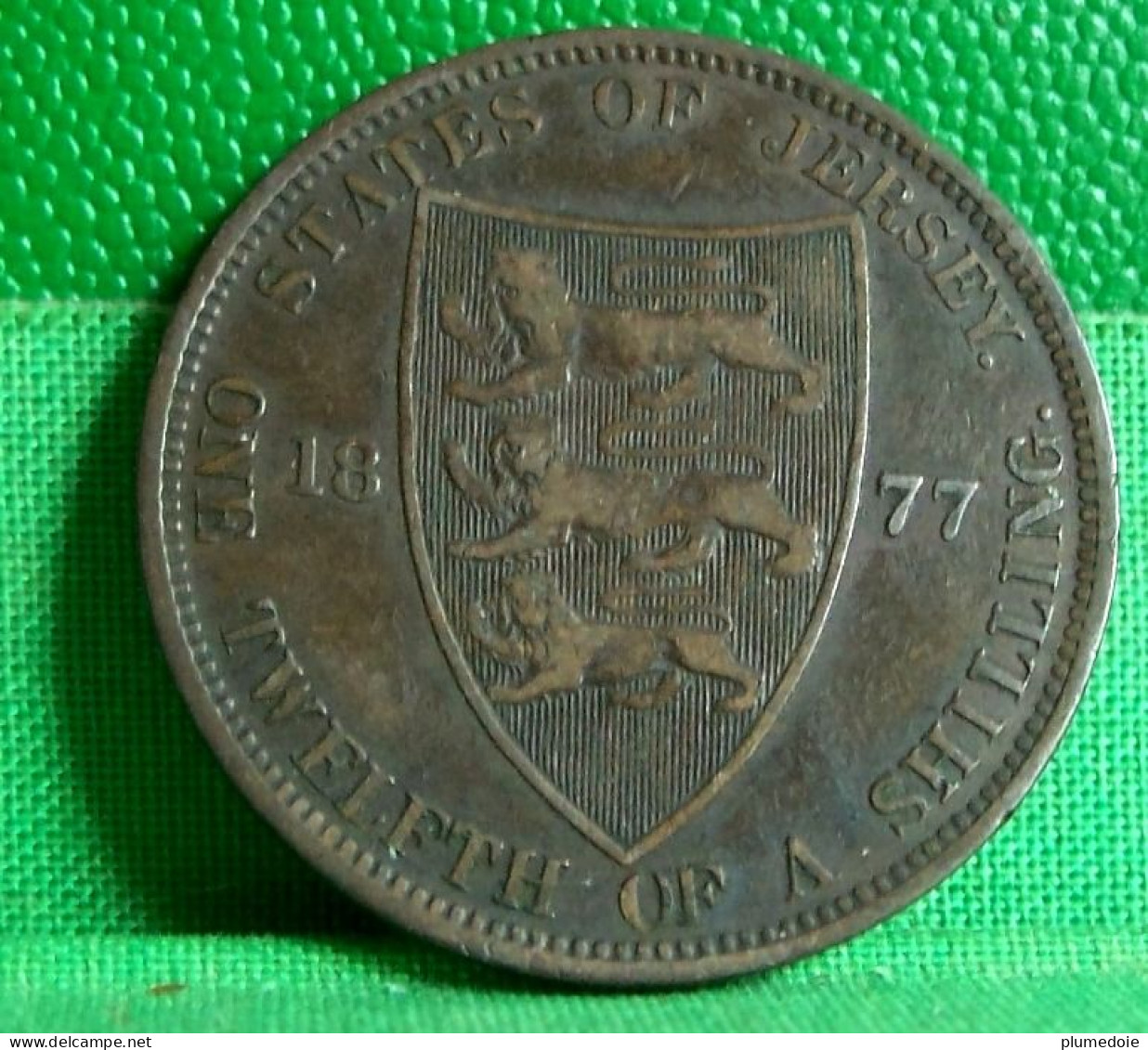 MONNAIE  ,VICTORIA COIN , STATE Of JERSEY  1877 H ,  1/12 SHILLING , ONE TWELFTH , - Colonies