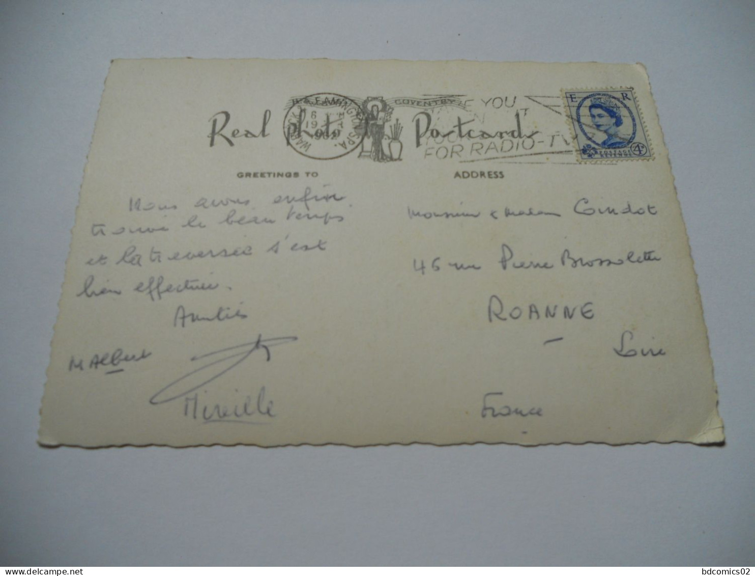 ROYAUME UNI  CARTE GAUFRE ANCIENNE  DE 1962 LEAMINGTON SPA TBE ECRITE VOYAGER - Warwick