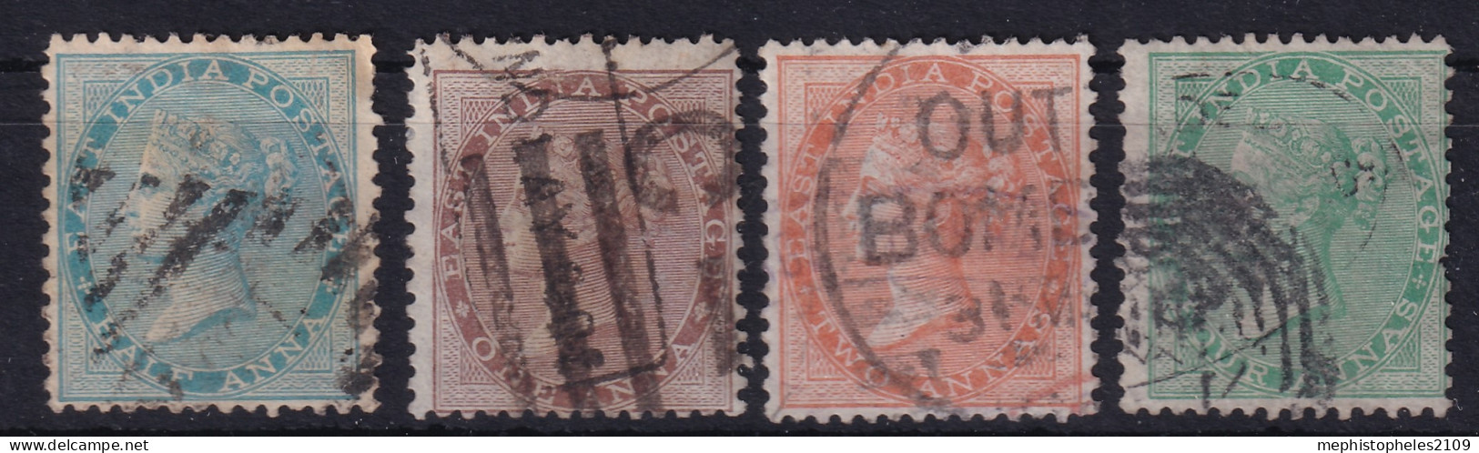 INDIA 1865 - Canceled - SG# 54, 58, 62, 64 - 1858-79 Compagnie Des Indes & Gouvernement De La Reine