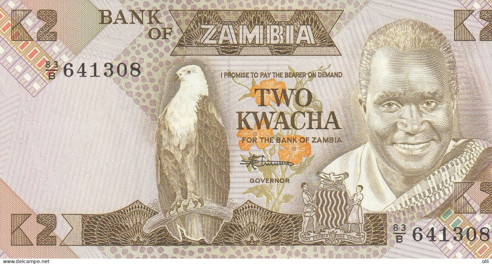 Zambia 2 Kwacha  ND/1980-1981 P-24  UNC - Zambie