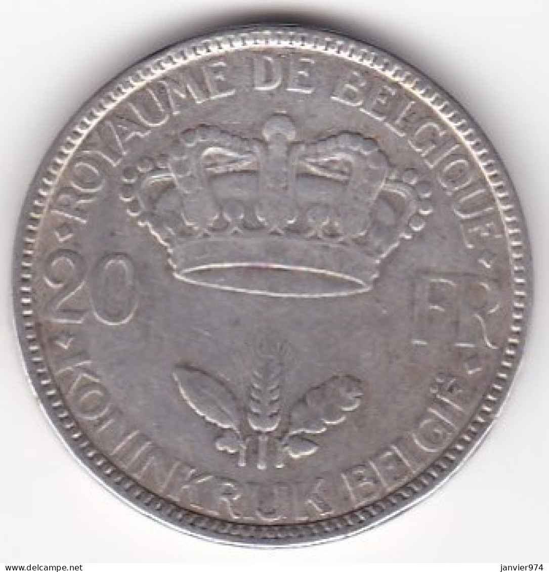 Belgique. 20 Francs 1935. Leopold III. Légende Française, Position A, En Argent - 20 Frank