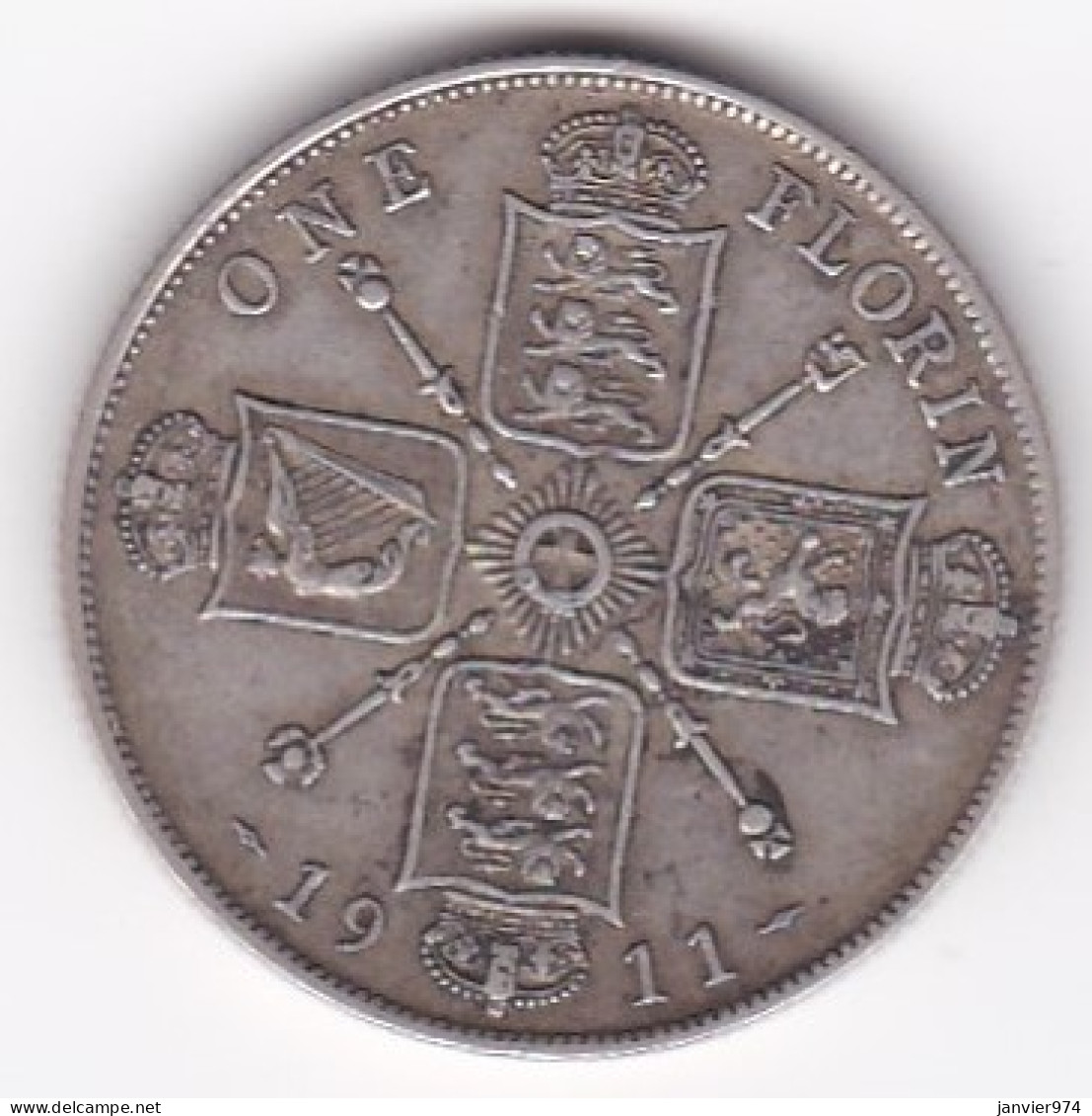 Grande Bretagne. 1 Florin 1911. George V, En Argent, KM# 817 - J. 1 Florin / 2 Shillings