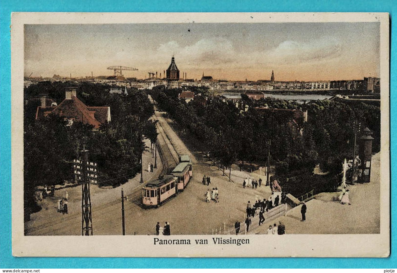 * Vlissingen (Zeeland - Nederland) * (Kleur - Couleur) Panorama Van Vlissingen, Tram, Vicinal, Animée, Old, Rare - Vlissingen