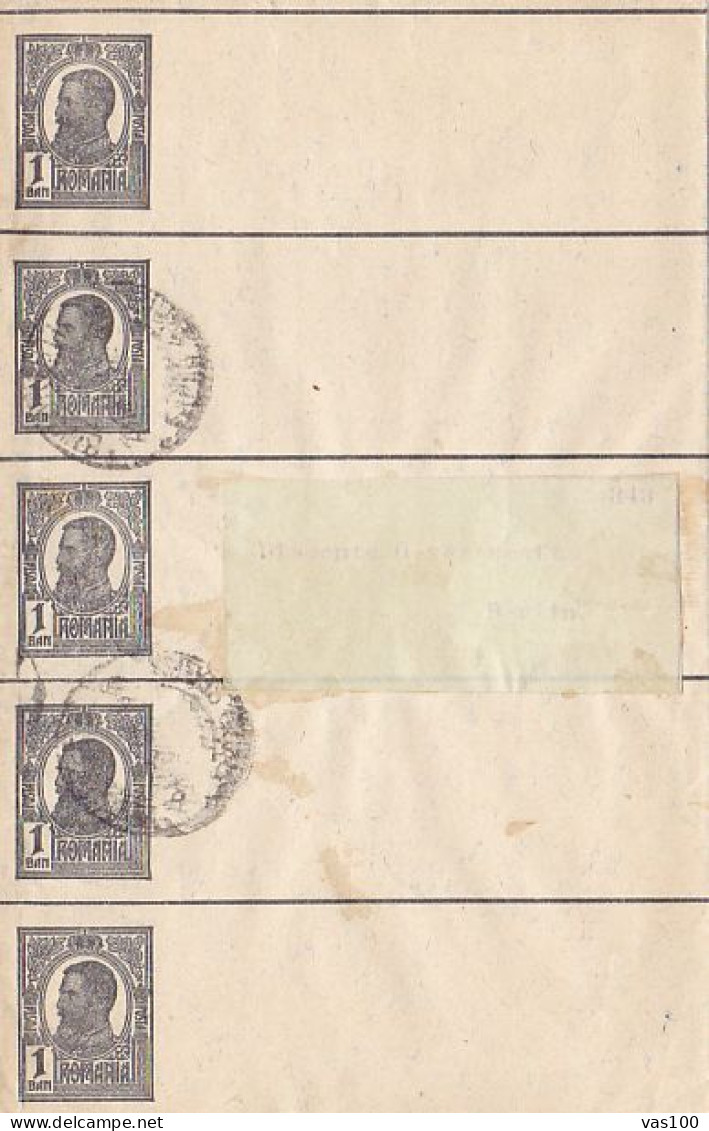KING CAROL I, NEWSPAPER WRAPPING STATIONERY, ENTIER POSTAL, 1907, ROMANIA - Covers & Documents
