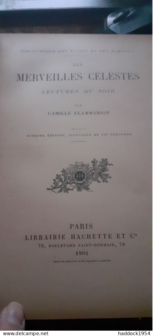 Les Merveilles Célestes Lectures Du Soir CAMILLE FLAMMARION Hachette 1902 - Astronomía