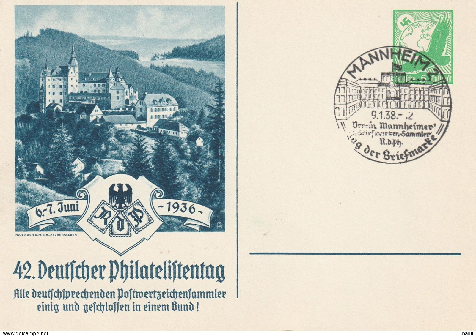 Allemagne Entier Postal Illustré 1938 - Interi Postali Privati