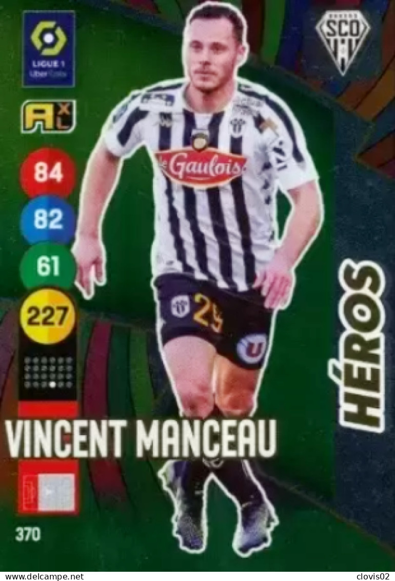370 Vincent Manceau - Héros - Angers SCO - Panini Adrenalyn XL LIGUE 1 - 2021-2022 Carte Football - Trading Cards