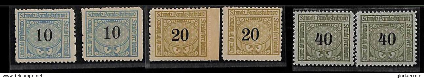 ZA0144 - SWITZERLAND - SBHV # 2 + 3 + 16Aa *2  RAILWAY SERVICE STAMPS Mint MNH - Railway