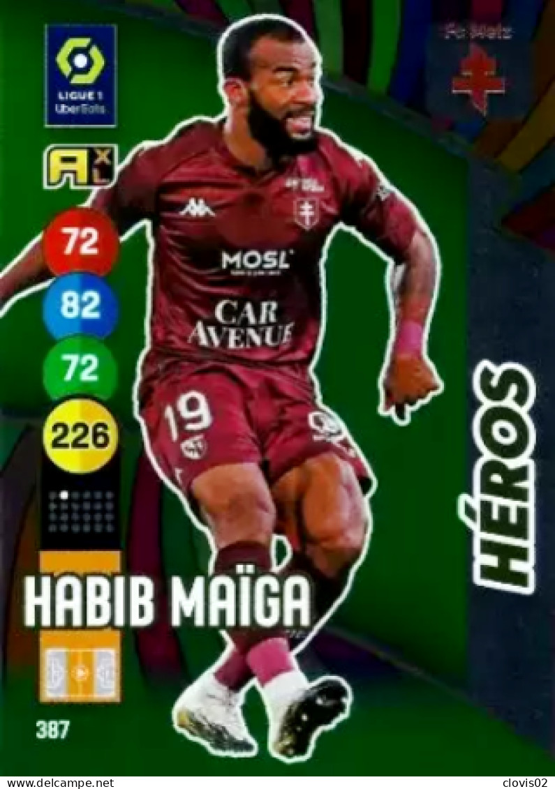 387 Habib Maïga - Héros - FC Metz - Panini Adrenalyn XL LIGUE 1 - 2021-2022 Carte Football - Trading Cards