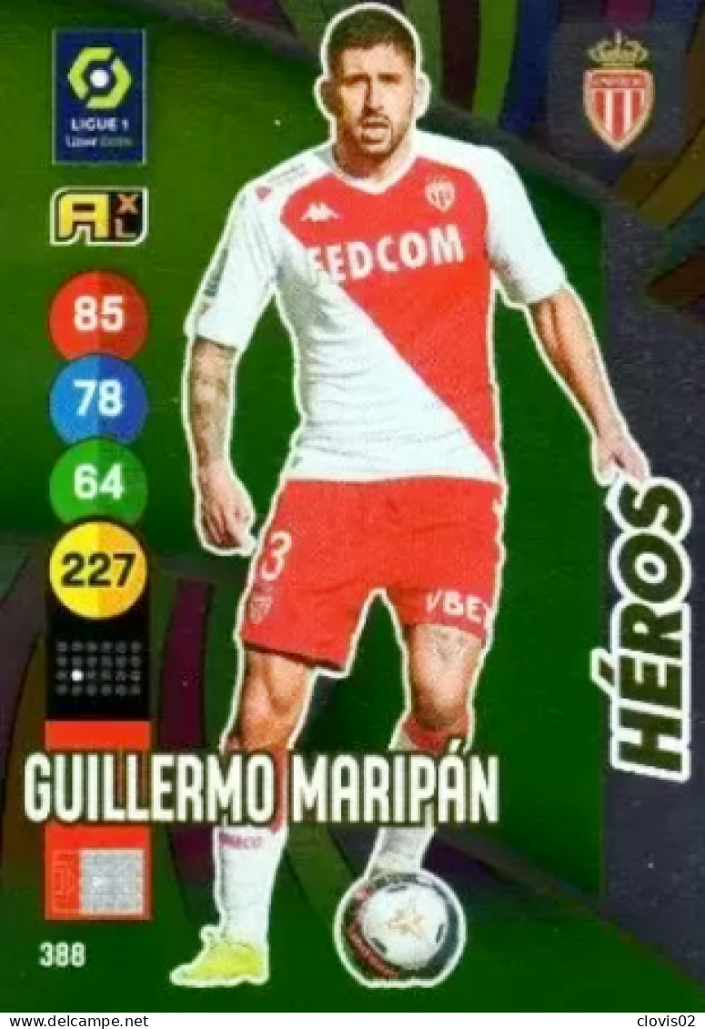 388 Guillermo Maripán - Héros - AS Monaco - Panini Adrenalyn XL LIGUE 1 - 2021-2022 Carte Football - Trading Cards