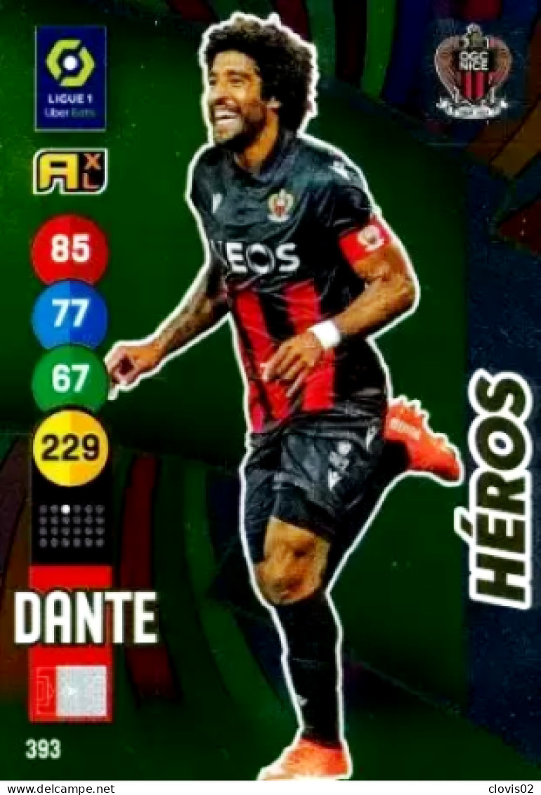 393 Dante - Héros - OGC Nice - Panini Adrenalyn XL LIGUE 1 - 2021-2022 Carte Football - Trading Cards