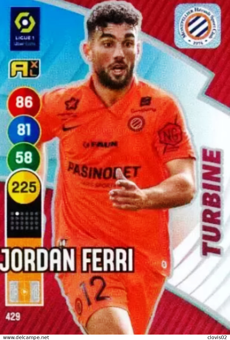 429 Jordan Ferri - Turbine - Montpellier HSC - Panini Adrenalyn XL LIGUE 1 - 2021-2022 Carte Football - Trading Cards