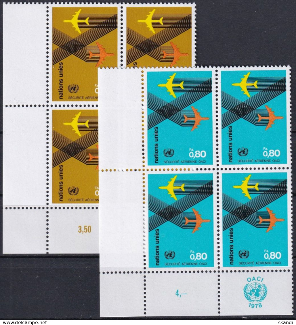 UNO GENF 1978 Mi-Nr. 76/77 Eckrand-Viererblocks ** MNH - Neufs