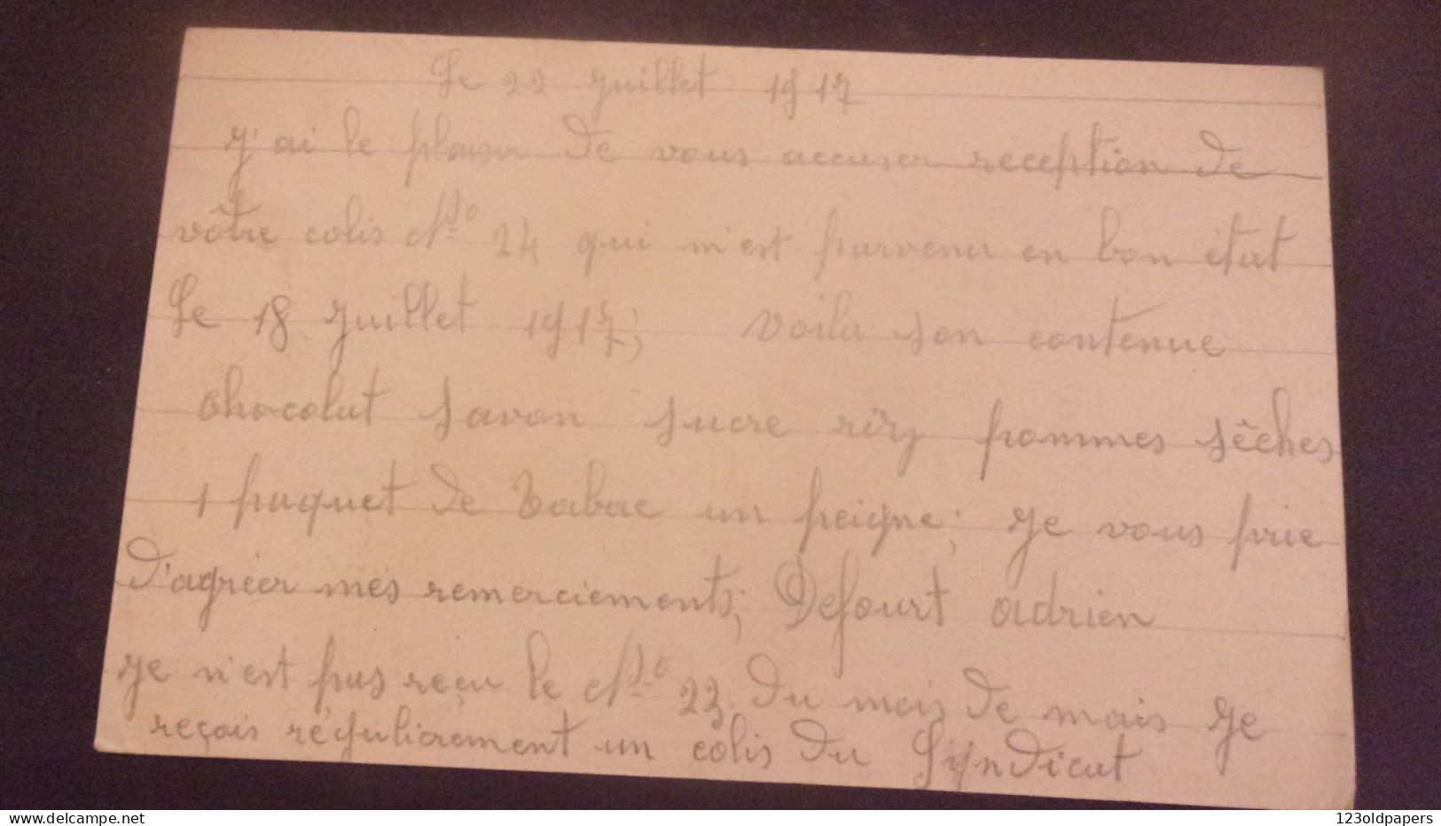 WWI Recepisse Remise Colis Camp Prisonniers SCHNEIDEMUHL   Cachet  LIGUE FEMMES FRANCAISES  42 - Guerra Del 1914-18