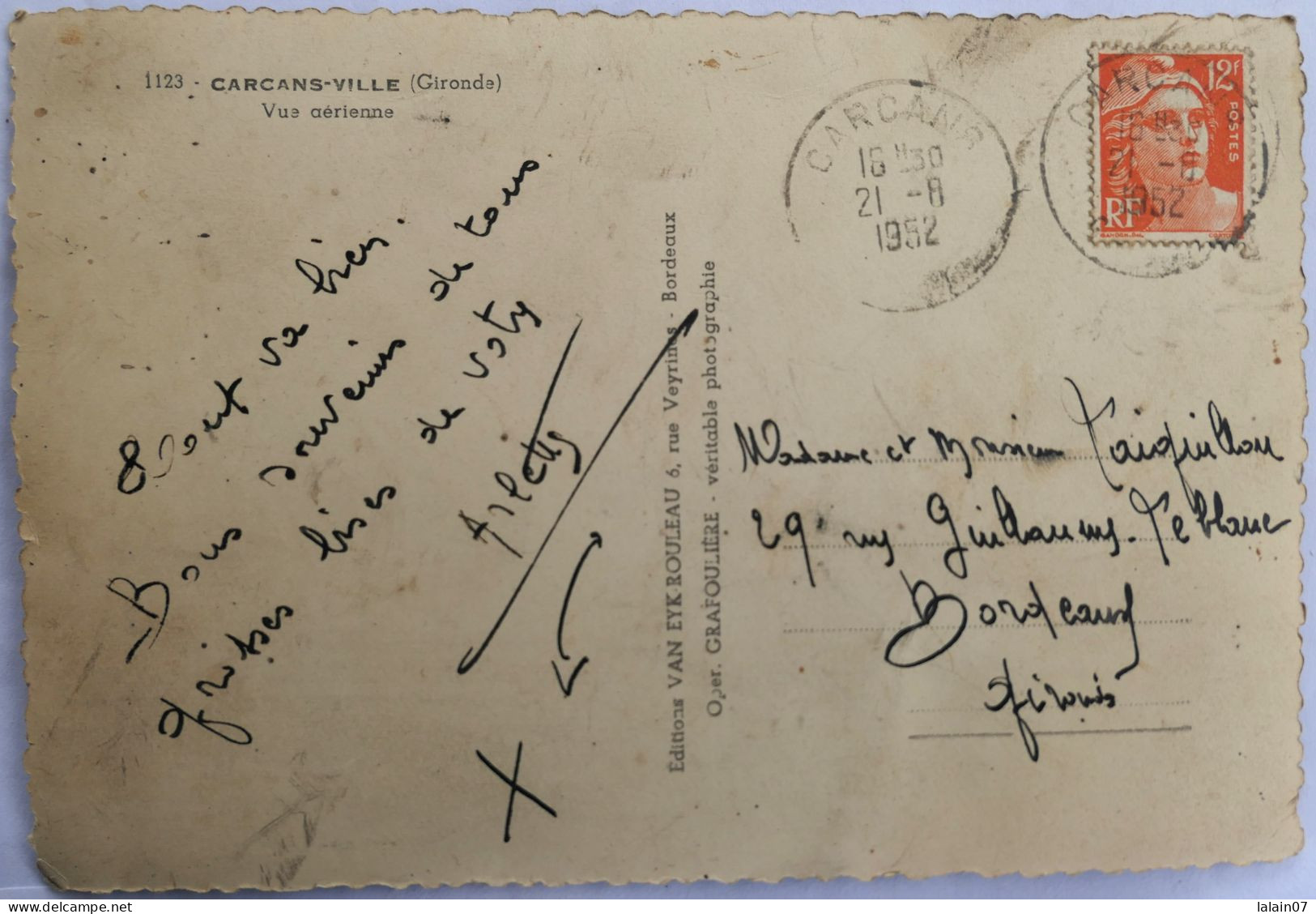 Carte Postale : 33 : CARCANS VILLE : Vue Aérienne, Timbre En 1952 - Carcans