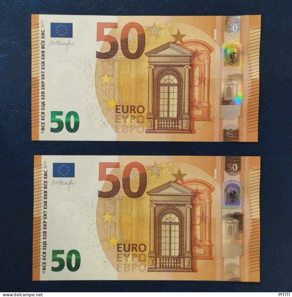 EURO SPAIN 50 V001C4 VA DRAGHI UNC, PAIR CORRELATIVE - 50 Euro