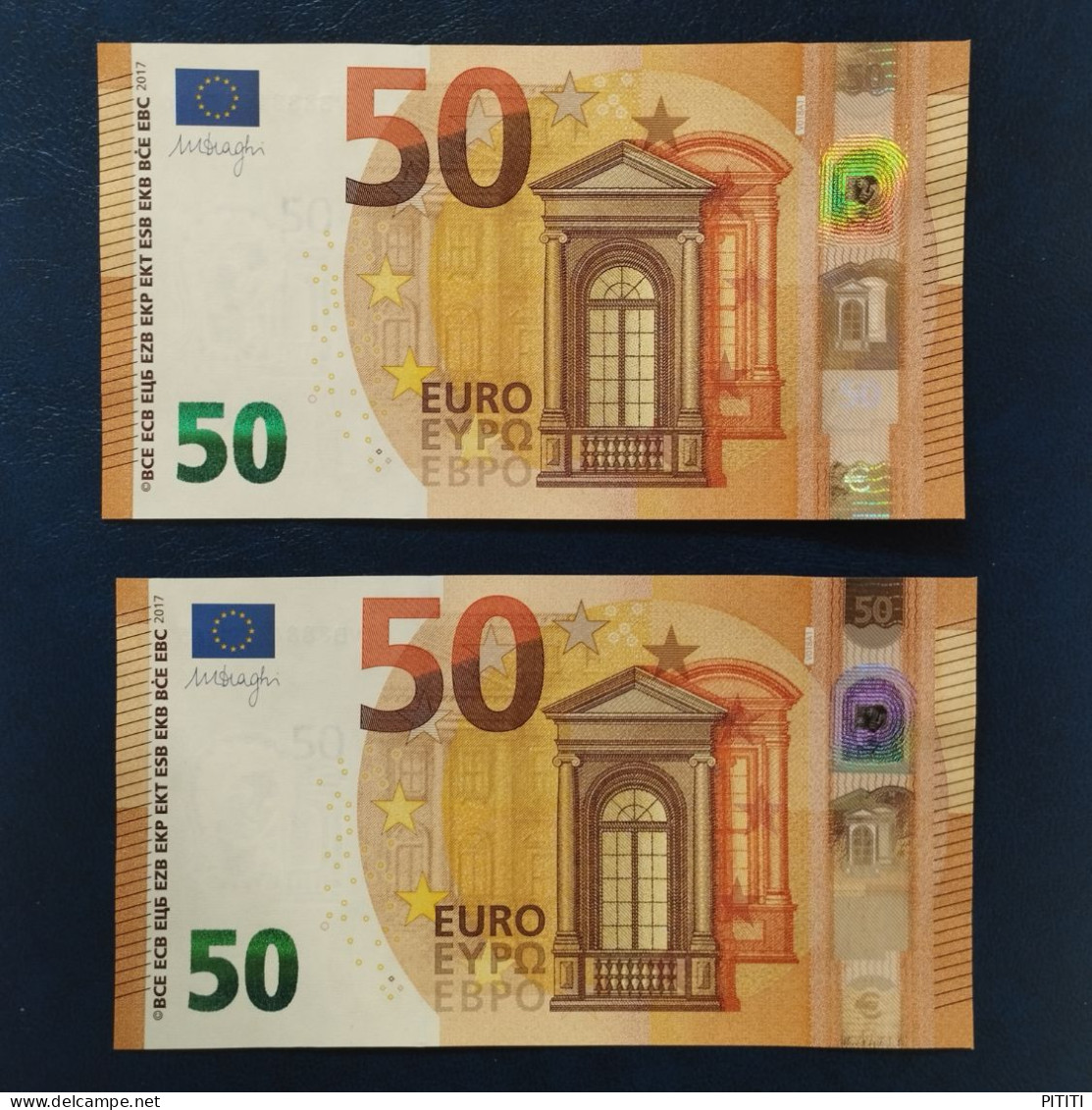 EURO SPAIN 50 V018A1 VB DRAGHI UNC, PAIR CORRELATIVE RADAR2 - 50 Euro