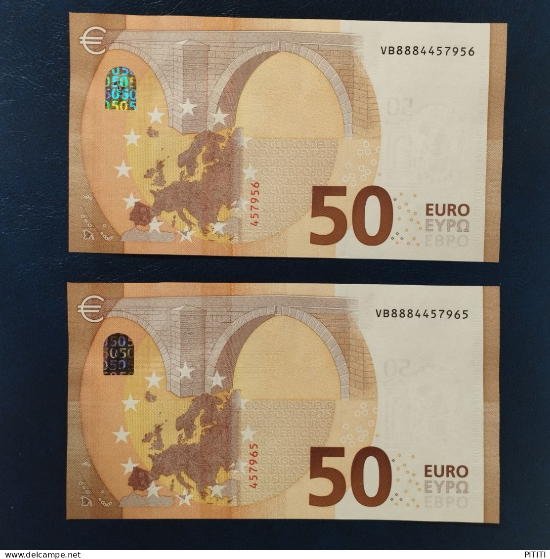 EURO SPAIN 50 V018A1 VB DRAGHI UNC, PAIR CORRELATIVE RADAR2 - 50 Euro