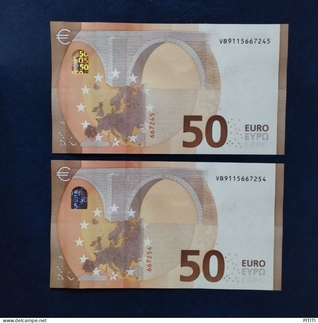 EURO SPAIN 50 V018H5 VB DRAGHI UNC, PAIR CERRELATIVE RADAR2 - 50 Euro