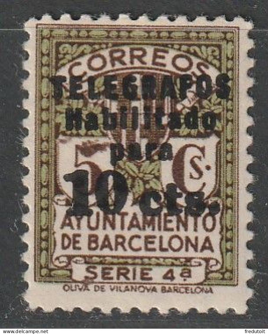 ESPAGNE - BARCELONE - N°18 * (1934) Telegrafos Habilitado Para 10cts - Barcelona