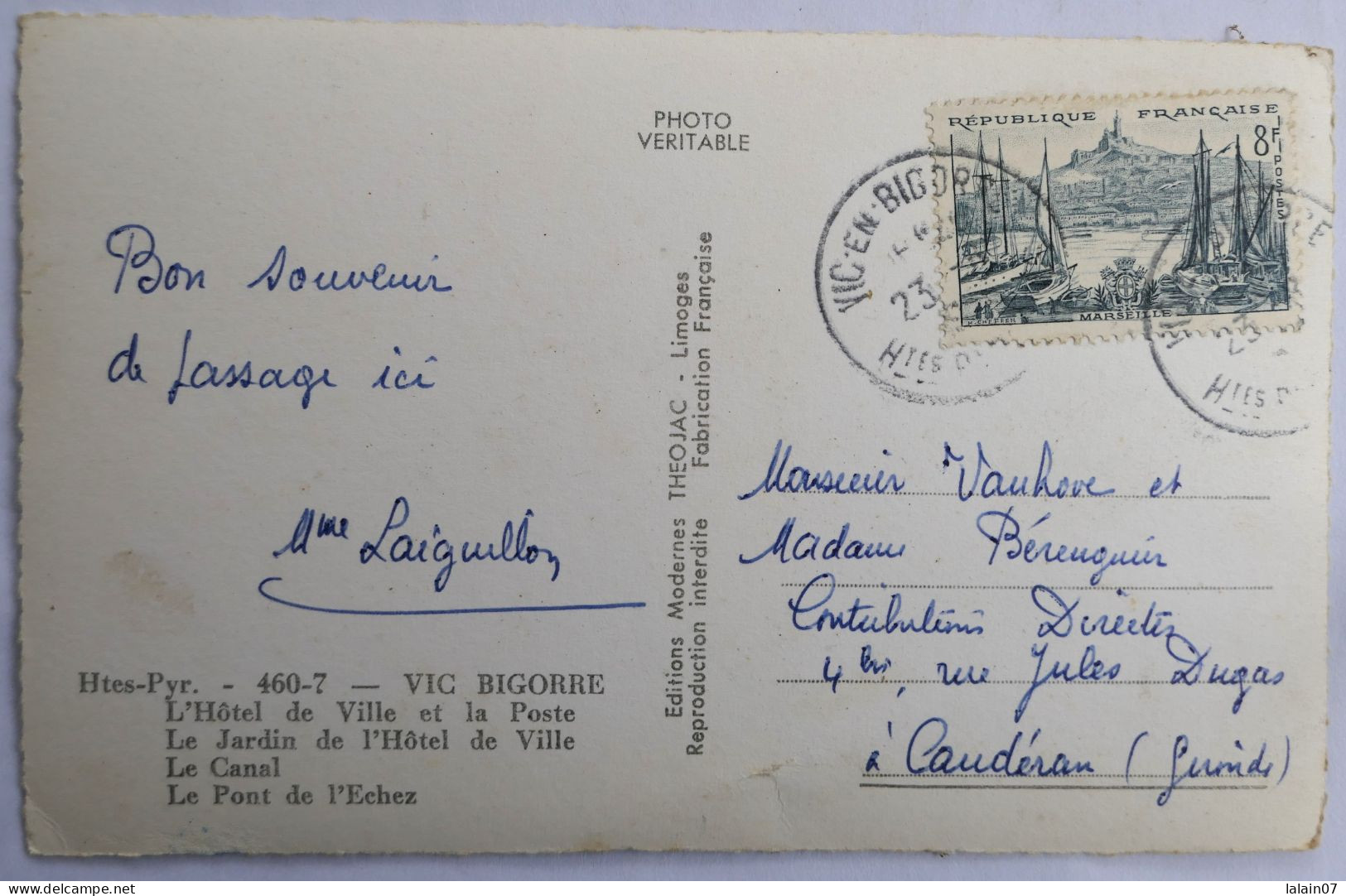 Carte Postale : 65 : VIC BIGORRE En 4 Vues, Timbre En 1955 - Vic Sur Bigorre