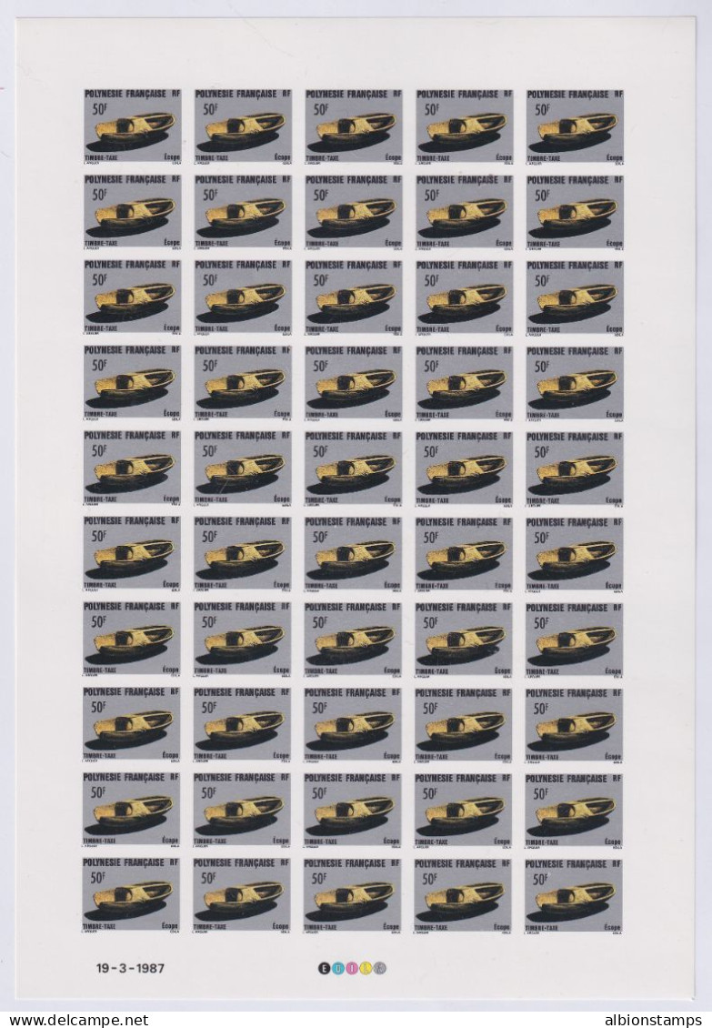 French Polynesia, Scott J36 Var, MNH IMPERFORATE Pane - Portomarken