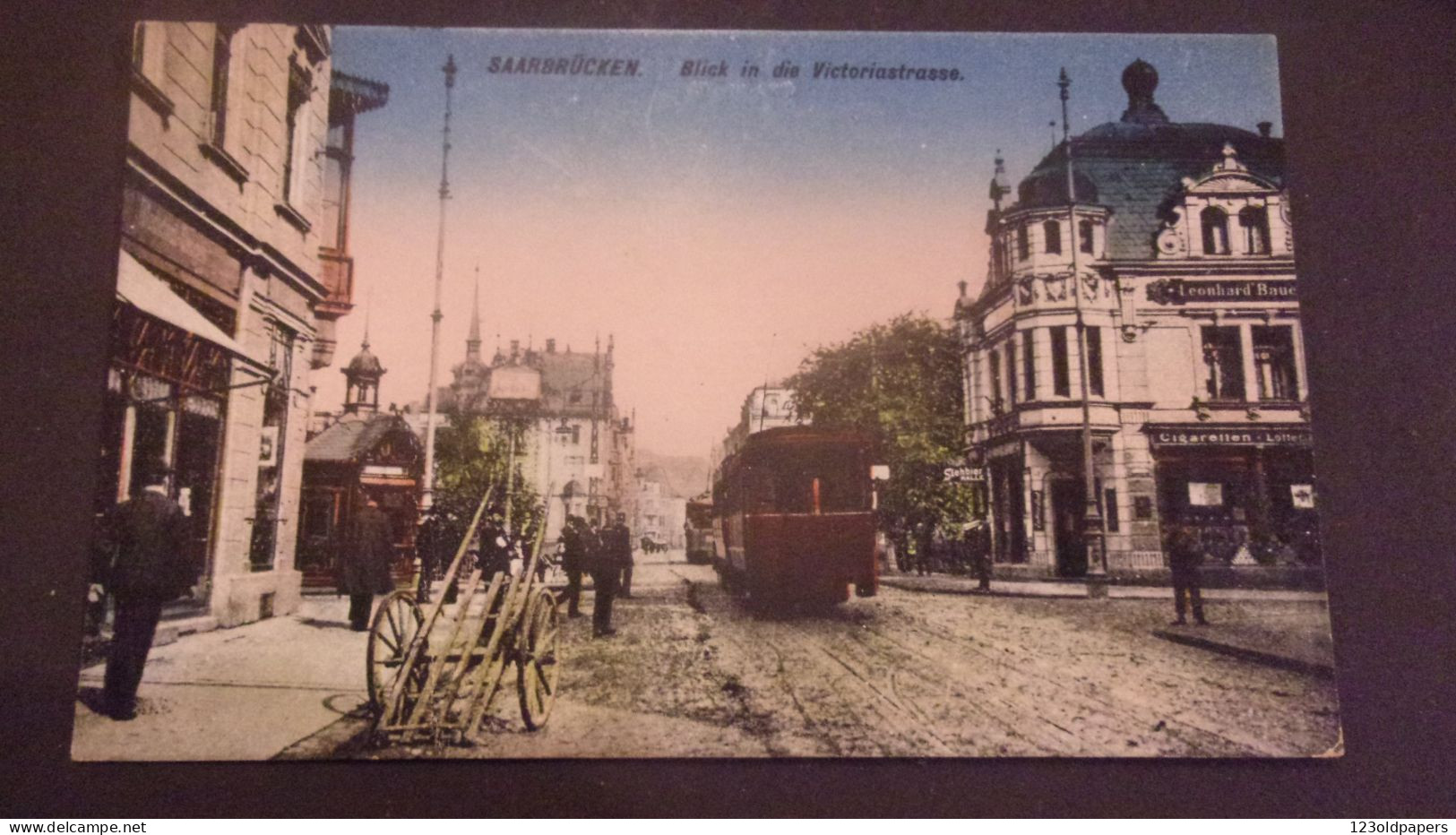 SAARBRUKEN BLICK IN DIE VICTORIASTRASSE TRAMWAY Straßenbahn  ALEMANIA GERMANY DEUTSCHLAND 1921 Sarrebruck - Saarbruecken