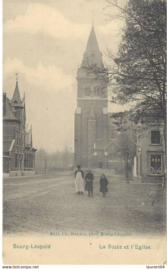 LEOPOLDSBURG. BOURG LEOPOLD. LA POSTE ET L'EGLISE.  ANIMATION. - Leopoldsburg