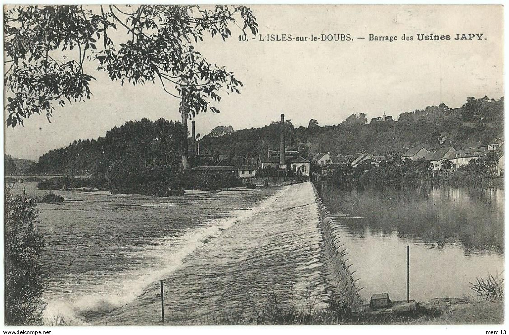 L’ISLES-sur-le-DOUBS (25) – Barrage Des Usines JAPY.  Editeur E. Karrer, Belfort, N° 10. - Isle Sur Le Doubs