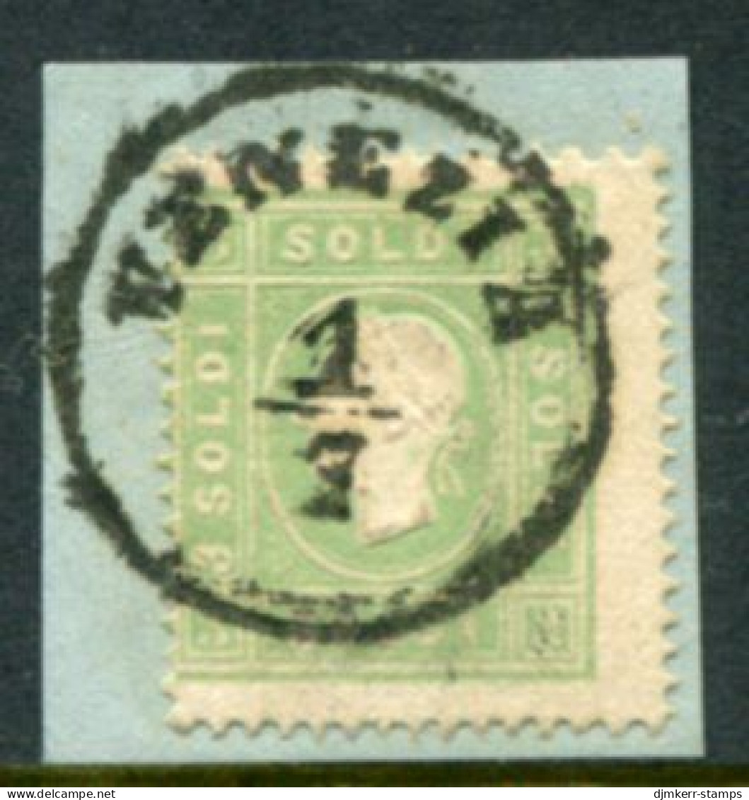 LOMBARDY-VENETIA 1862 Franz Joseph 3 Soldi Green, Used On Piece  Michel 8 II. - Oblitérés