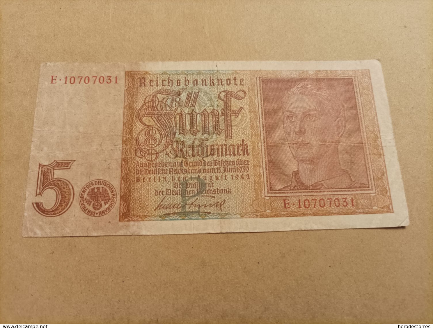 Billete De Alemania De 5 Mark Año 1942 - To Identify