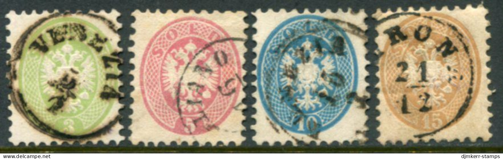 AUSTRIA: LOMBARDY VENETIA 1864 Arms  Perforated 9½ 3-15 So,  Used.  Michel 20-23 - Used Stamps