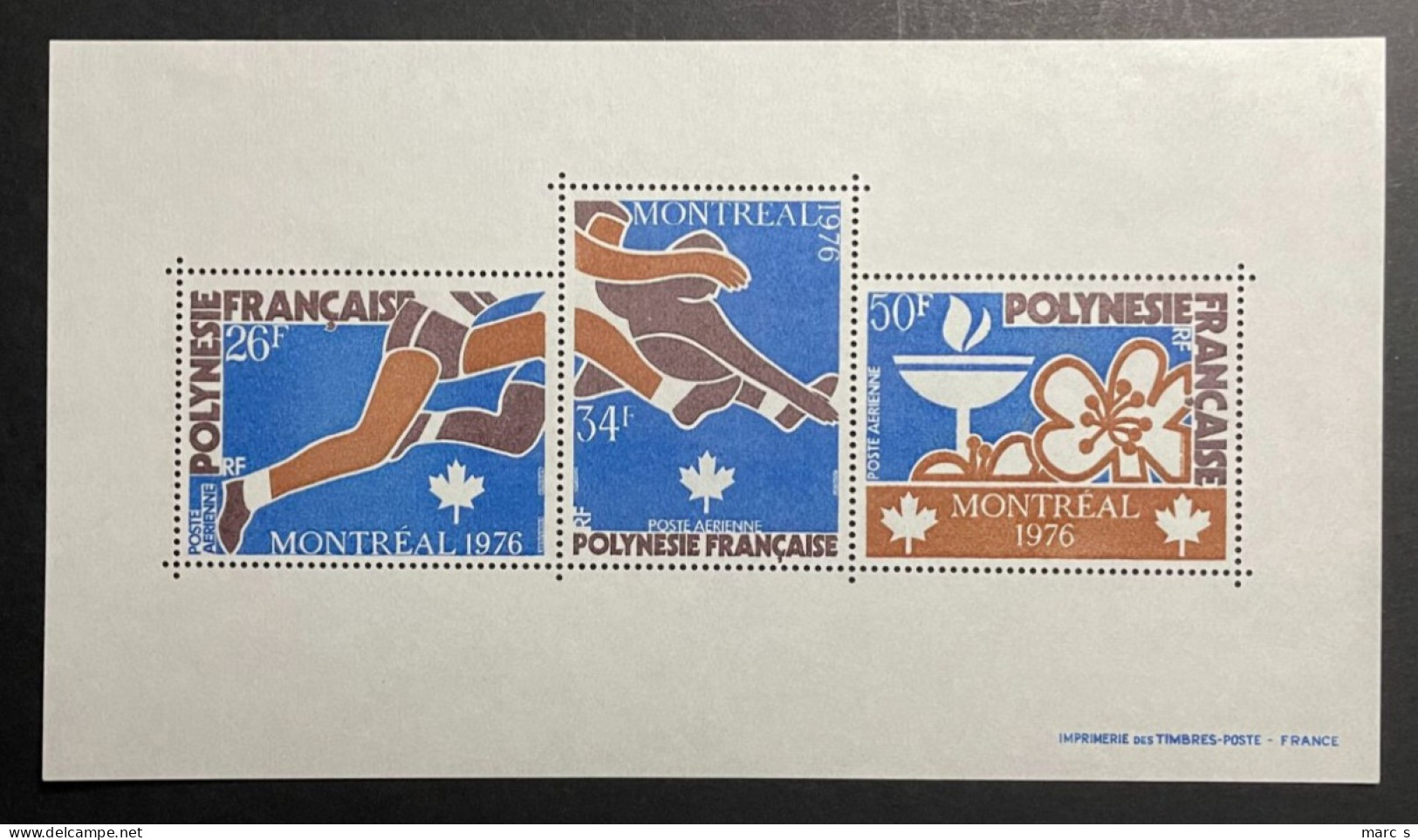 POLYNESIE 1976 - NEUF * / MH - BLOC BF 3 - Sc 136a - JEUX OLYMPIQUES MONTREAL - CV 107 EUR - Blocks & Sheetlets