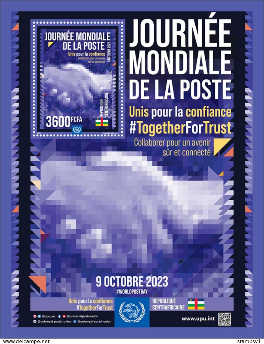 Central Africa 2023 World Post Day. (642b) OFFICIAL ISSUE - Poste