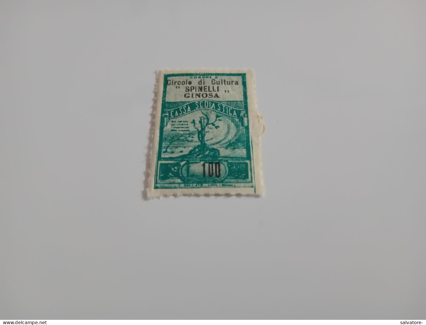 MARCA DA BOLLO COMUNE CIRCOLO DI CULTURA SPINOSA GINOSA- CASSA SCOLASTICA L.100 - Revenue Stamps