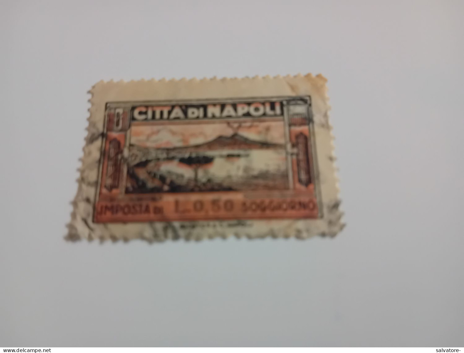 MARCA DA BOLLO TASSA DI SOGGIORNO COMUNE DI NAPOLI DA 0,50 LIRE - Revenue Stamps