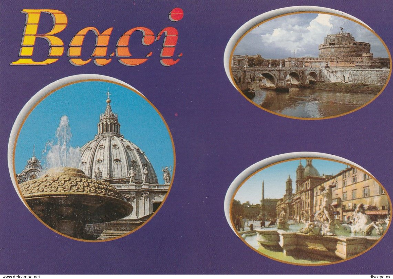 N3706 Baci Da Roma Di Notte - Panorama Vedute Multipla / Non Viaggiata - Tarjetas Panorámicas