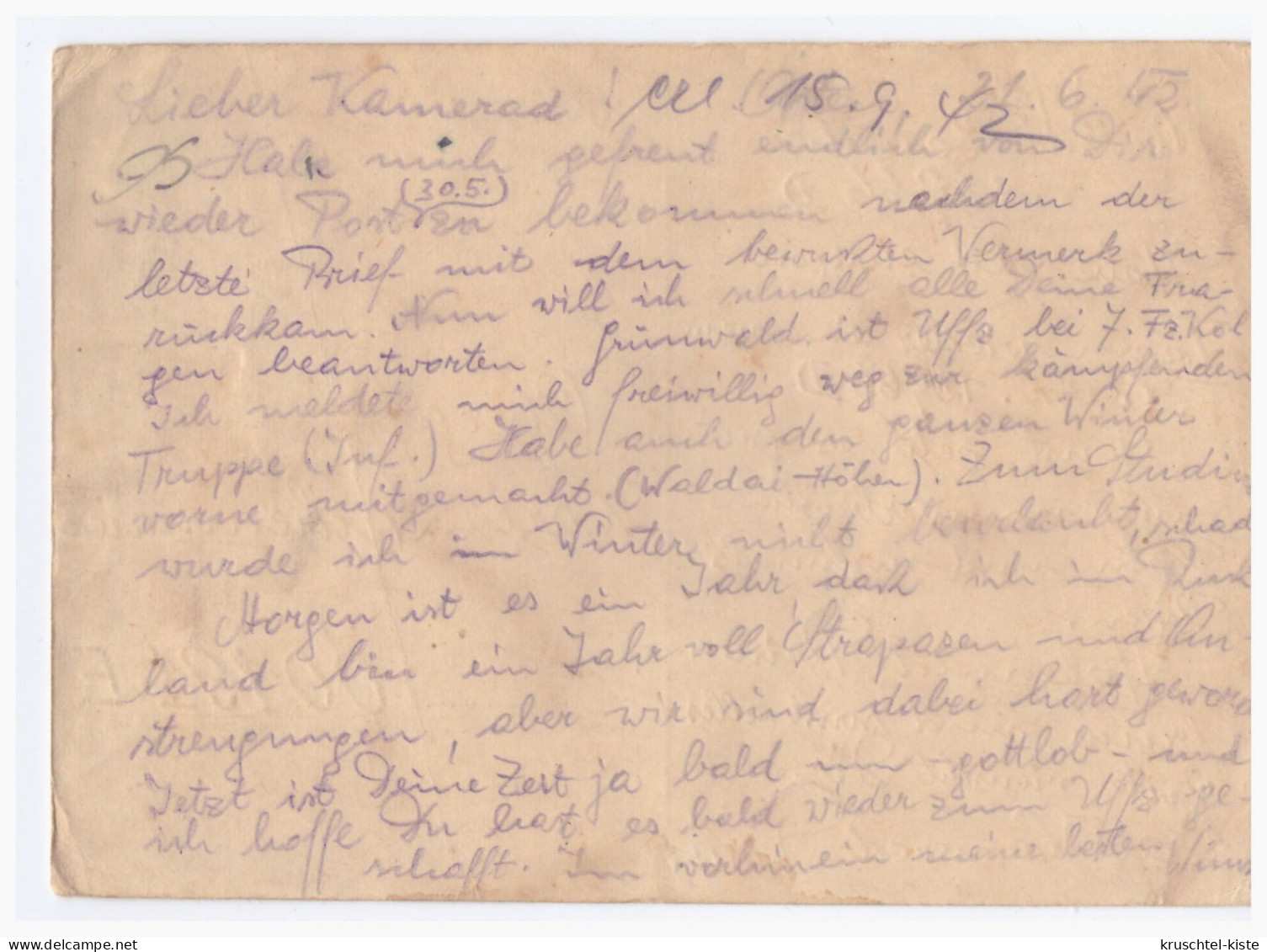 DT-Reich (000731) Feldpostpostpostkarte An Die Feldpostnummer 00191E 4. Kompanie Bewährungs-Batallion, Gel. 27.6.1942 - Feldpost 2e Guerre Mondiale