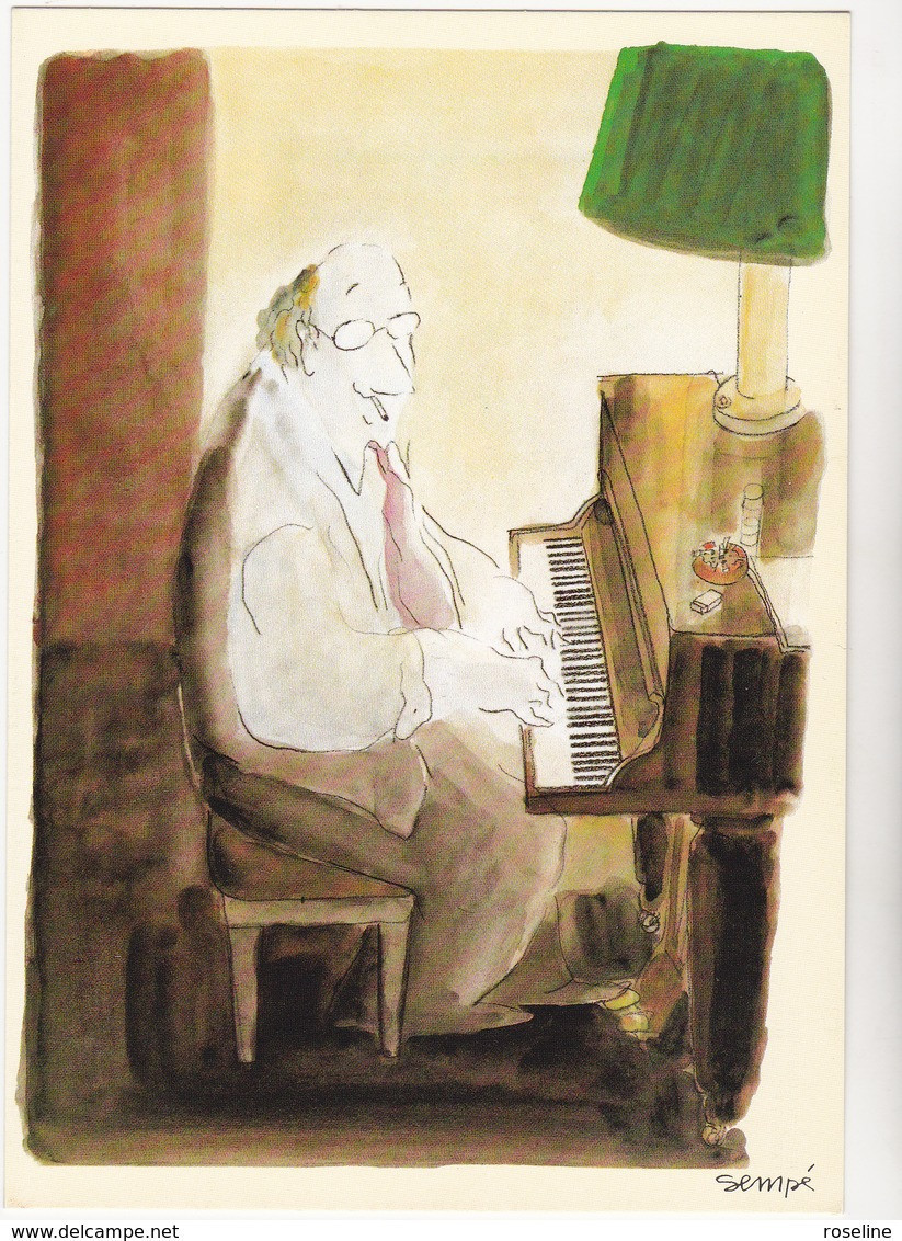 Illustration SEMPE  Ed Desastre N°SE3 -  Musicien Piano  - CPM 10,5x15 TBE  1988 Neuve - Sempé