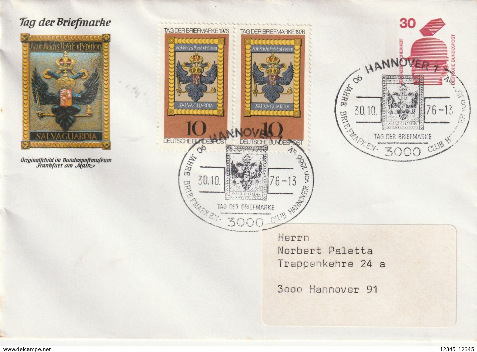 Prepayed Envelope, Day Of The Stamp, Stamped Hannover 1976 - Covers - Used