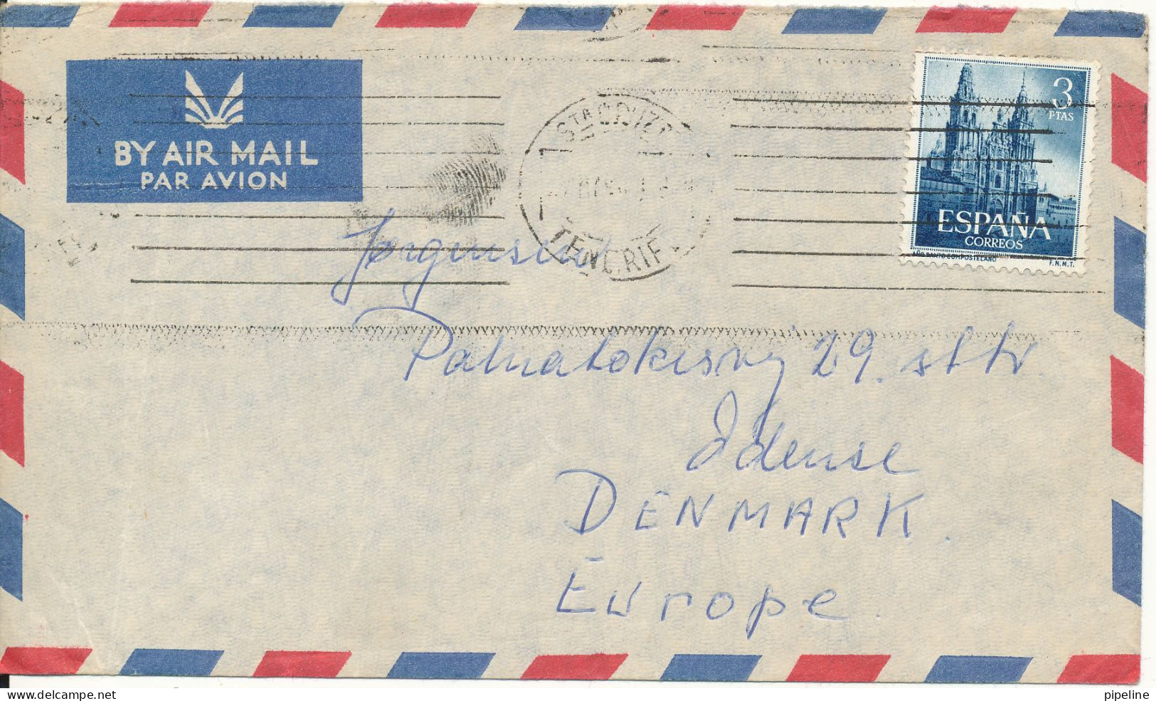 Spain Air Mail Cover Sent To Denmark Single Franked Ano Santo Compostelano Stamp - Cartas & Documentos