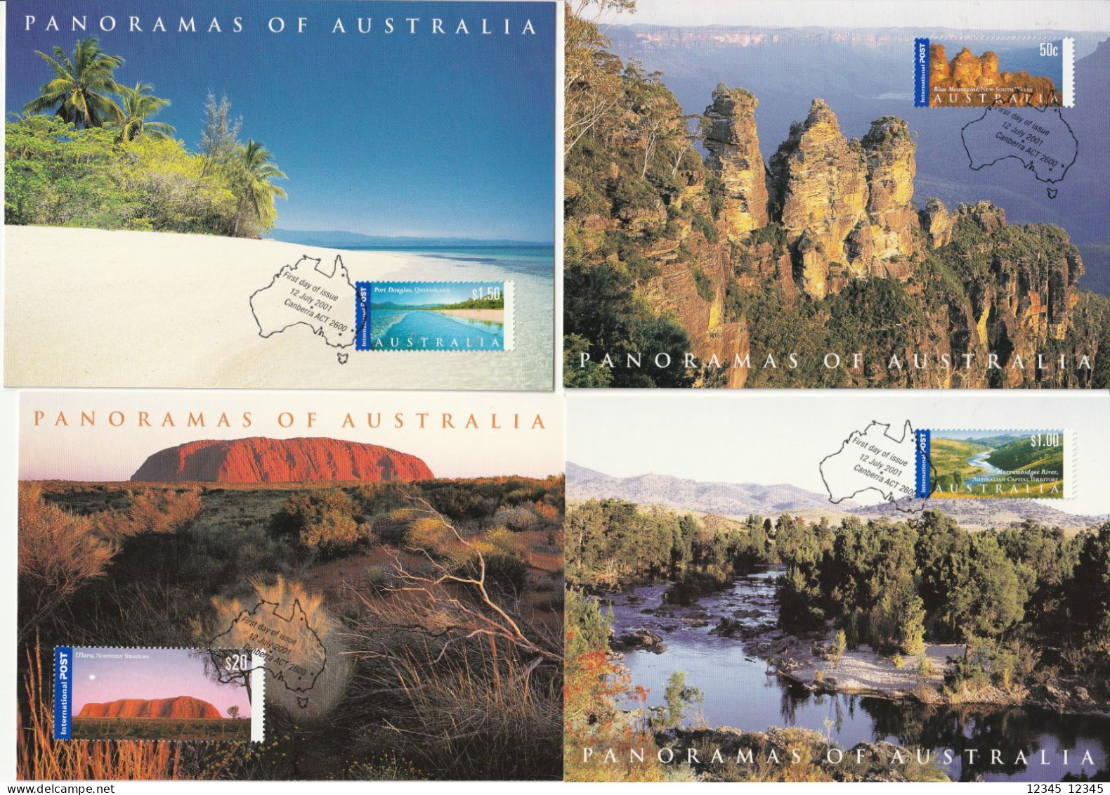 Australië 2001, Panoramas Of Australia - Cartes-Maximum (CM)