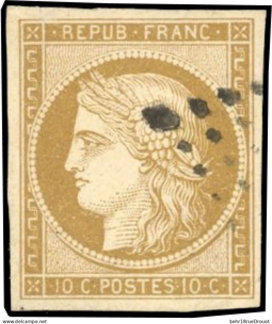 Obl. 1 - 10c. Bistre-jaune. Obl. Dégageant L'effigie. SUP. - 1849-1850 Cérès