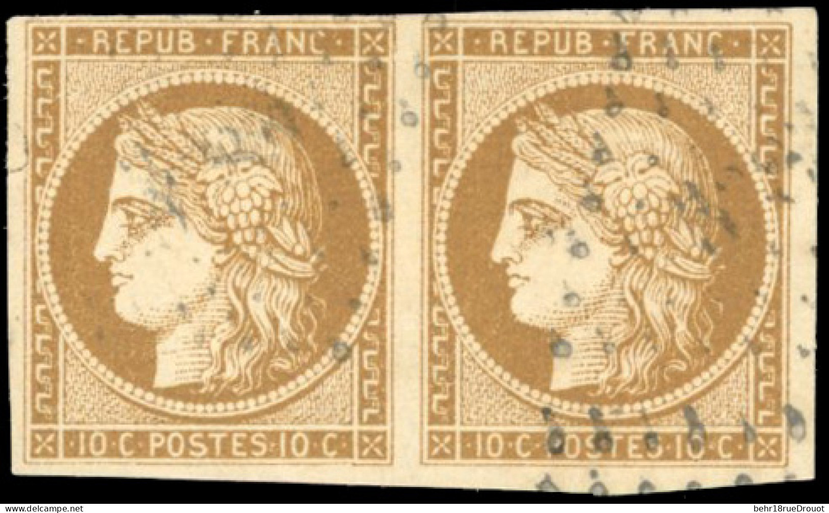 Obl. 1a - Paire Du 10c. Bistre-brun. Obl. Très Légère. TB. - 1849-1850 Cérès