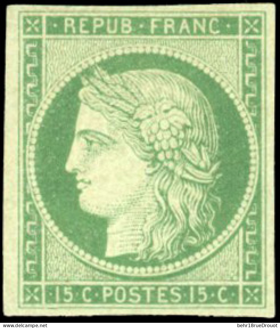 * 2 - 15c. Vert. Grande Fraîcheur Postale. Belles Marges. SUP. R. - 1849-1850 Cérès