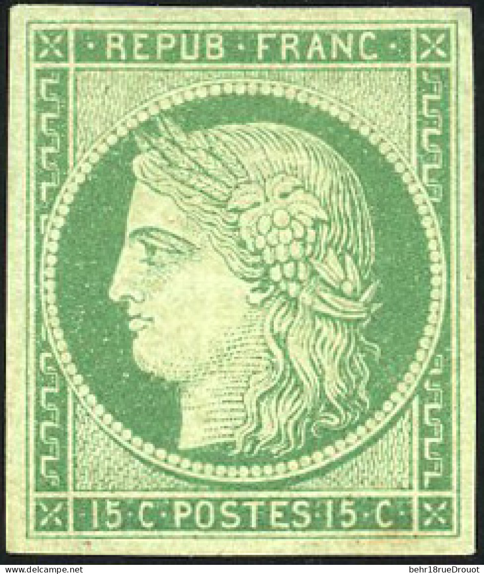 * 2 - 15c. Vert. Grande Marges. SUP. - 1849-1850 Ceres