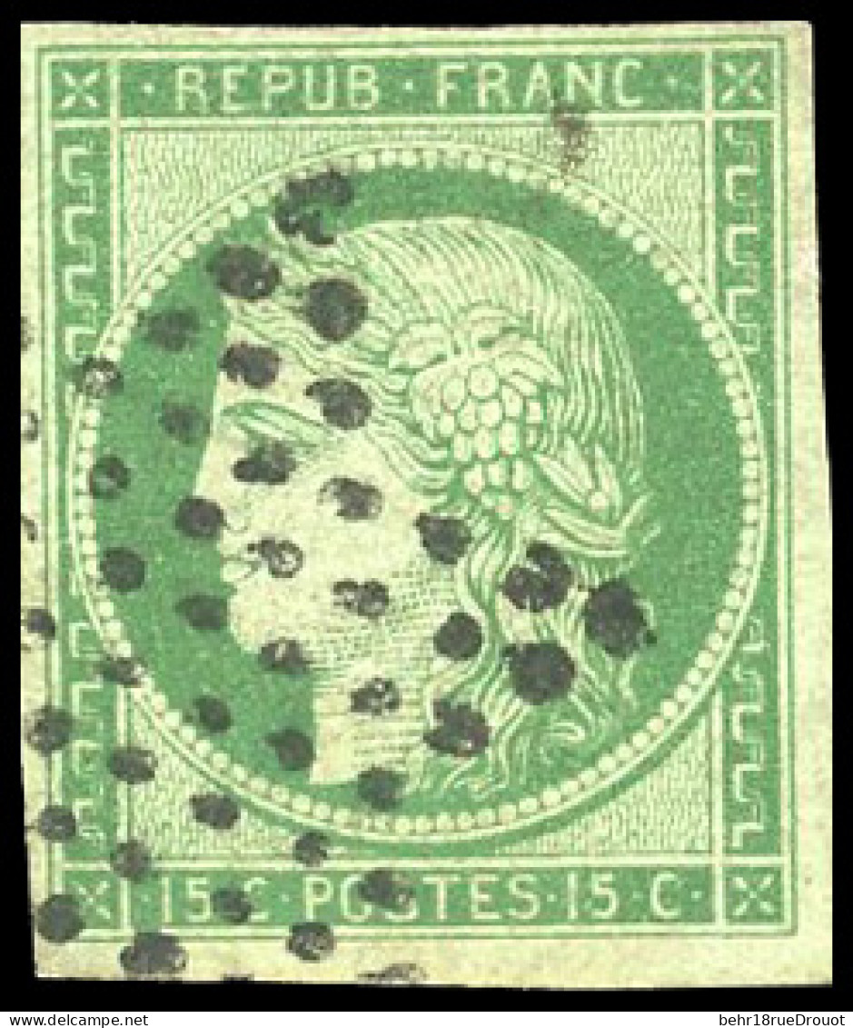 Obl. 2b - 15c. Vert-foncé. Obl. TB. - 1849-1850 Cérès
